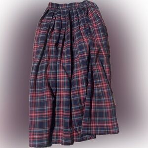 Vintage Liz Baker Red Tartan Plaid Long Pleated Skirt - Size 4P